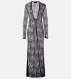 Adriana Degreas Sheer Lace Maxi Dress In Black