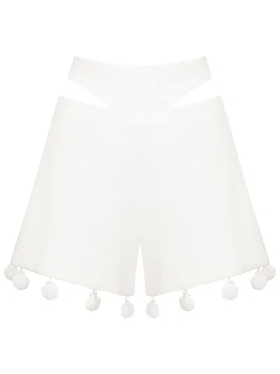 Adriana Degreas Shell-embellished Cut-out Shorts In White