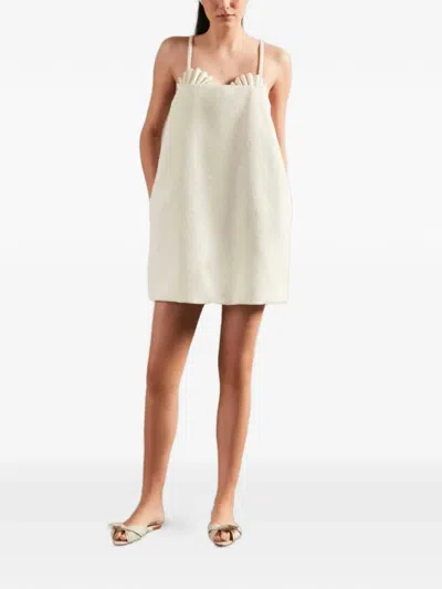 Adriana Degreas Shell-detail Sleeveless Mini Dress In Neutral