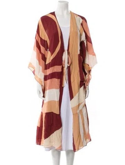 Pre-owned Adriana Degreas Silk Colorblock Pattern Robe In Neutral