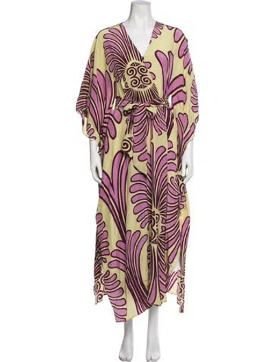 Pre-owned Adriana Degreas Silk Floral Print Robe In Pink