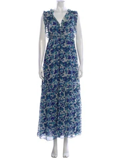 Pre-owned Adriana Degreas Silk Long Dress In Blue