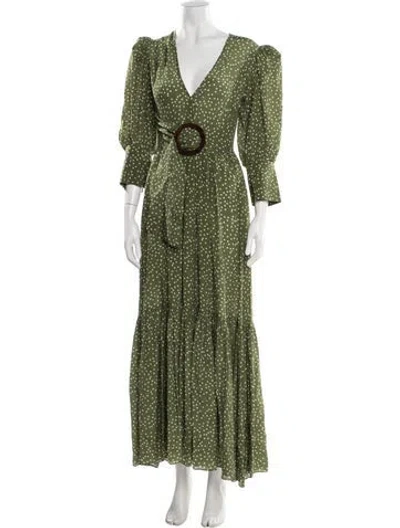 Pre-owned Adriana Degreas Silk Long Dress In Green