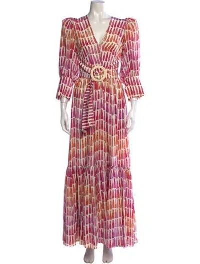 Pre-owned Adriana Degreas Silk Long Dress In Pink