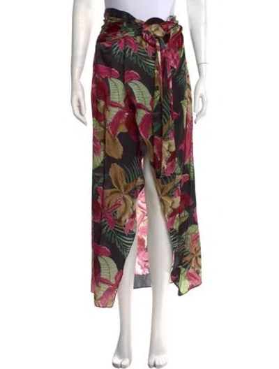 Pre-owned Adriana Degreas Silk Long Skirt In Black