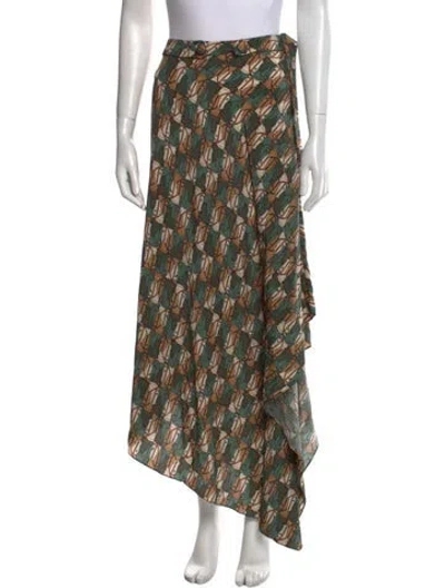 Pre-owned Adriana Degreas Silk Long Skirt In Green