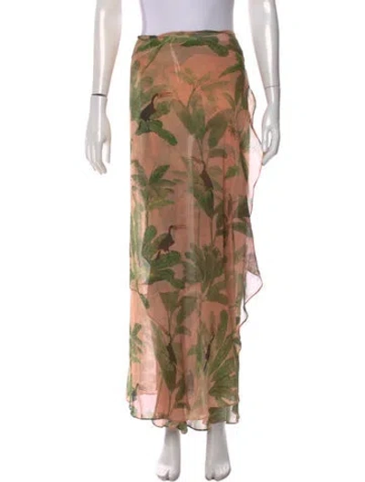 Pre-owned Adriana Degreas Silk Long Skirt In Multi