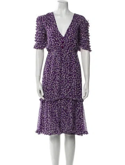 Pre-owned Adriana Degreas Silk Midi Length Dress In Purple
