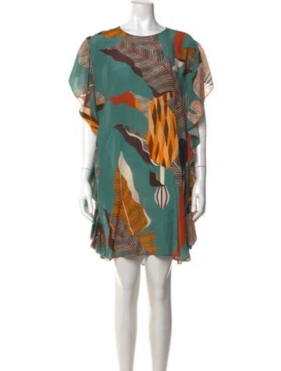 Pre-owned Adriana Degreas Silk Mini Dress In Blue