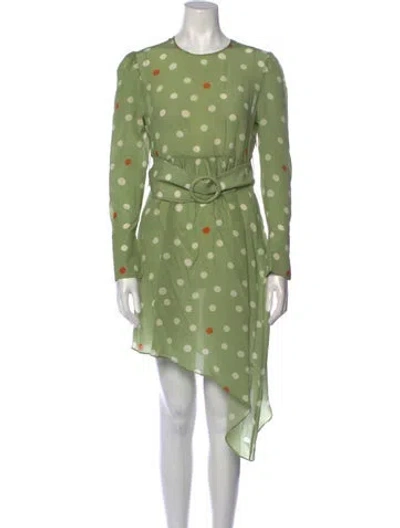 Pre-owned Adriana Degreas Silk Mini Dress In Green