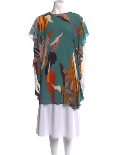 Pre-owned Adriana Degreas Silk Mini Dress In Green