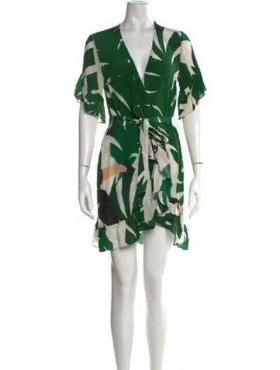 Pre-owned Adriana Degreas Silk Mini Dress In Green