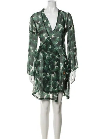 Pre-owned Adriana Degreas Silk Mini Dress In Green