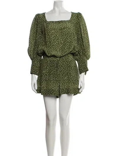 Pre-owned Adriana Degreas Silk Polka Dot Print Set In Green