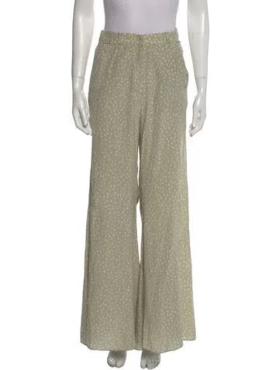 Pre-owned Adriana Degreas Silk Wide Leg Pants In Green