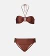 Adriana Degreas Solid Bandeau Bikini In Brown
