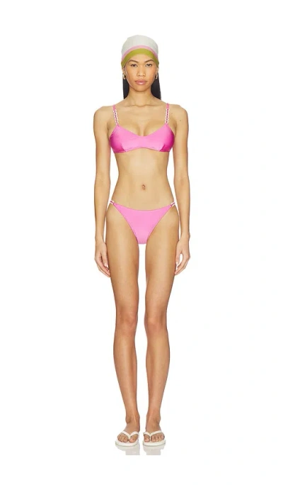 Adriana Degreas Solid Chain Bikini Set In Pink
