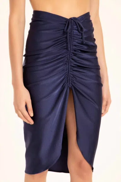 Adriana Degreas Solid Frilled Midi Skirt In Navy In Blue