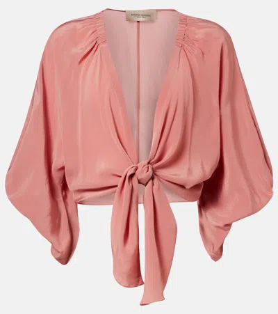Adriana Degreas Solid Front Gathered Crop Top In Pink