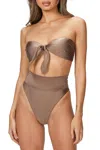 Adriana Degreas Solid High-leg Strapless Bikini Set In Nut Brown