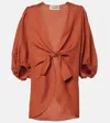 Adriana Degreas Solid Linen-blend Shirt In Brown