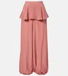 Adriana Degreas Solid Peplum Balloon Pants In Pink