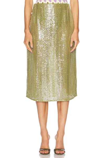 Adriana Degreas Solid Sequins Midi Skirt In Pistachio