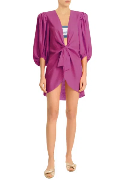 Adriana Degreas Solid Shirt With Voluminous Sleeve In Fuchsia In Pink