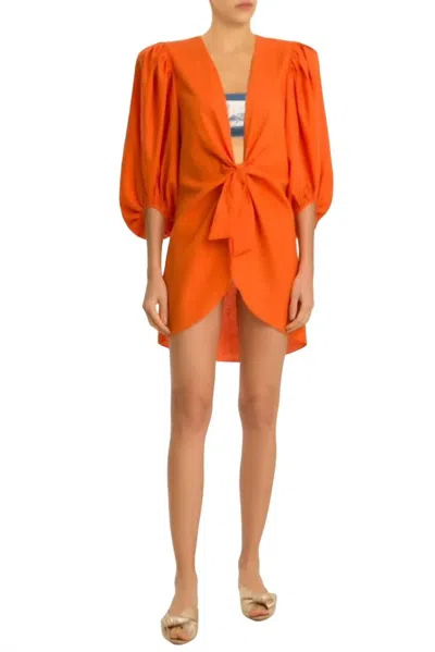 Adriana Degreas Solid Shirt With Voluminous Sleeve In Orange