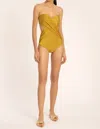 ADRIANA DEGREAS SOLID STRAPLESS SWIMSUIT WITH CUT-OUTS IN CITRUS