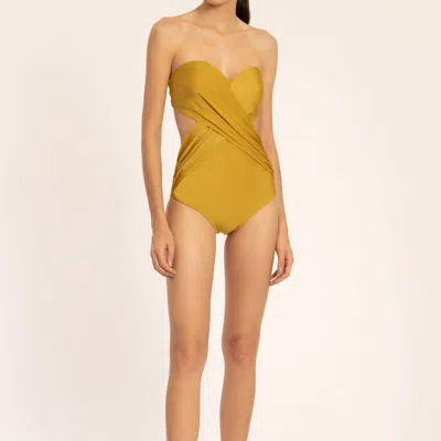 ADRIANA DEGREAS SOLID STRAPLESS SWIMSUIT WITH CUT-OUTS