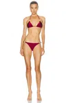 Adriana Degreas Solid Triangle Beaded Bikini Set In Red