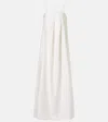 Adriana Degreas Solid Voluminous Draped Cotton Maxi Dress In White