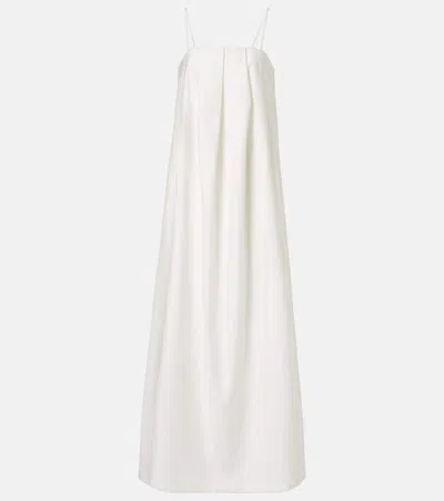 Adriana Degreas Solid Voluminous Draped Cotton Maxi Dress In White