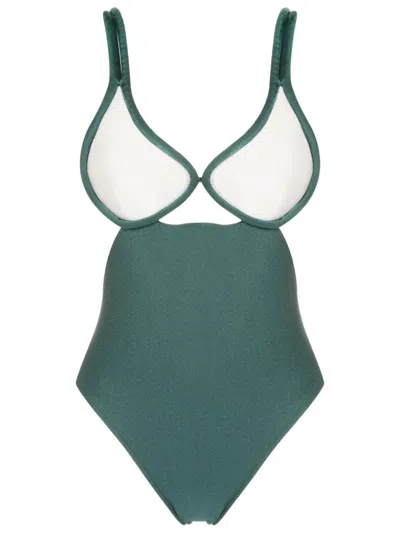 Adriana Degreas Spray Of Flower Swimsuit In Green