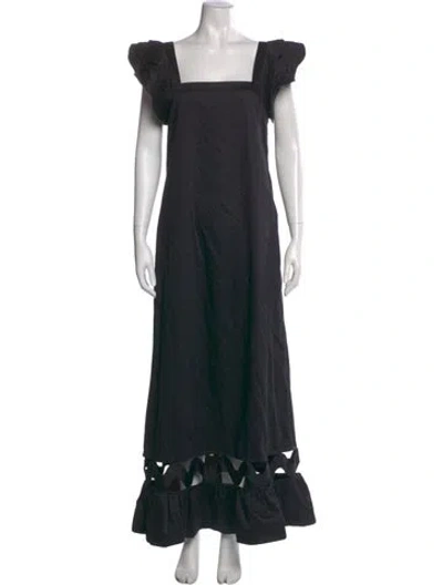 Pre-owned Adriana Degreas Square Neckline Long Dress In Black