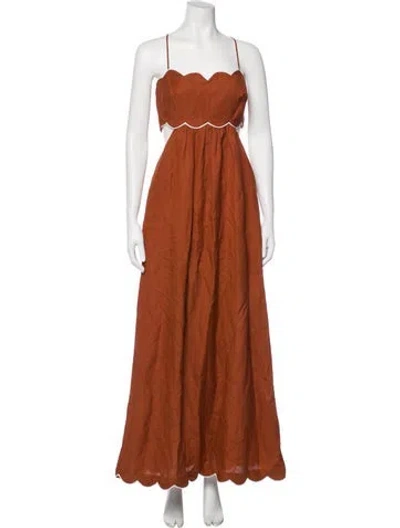 Pre-owned Adriana Degreas Square Neckline Long Dress In Brown