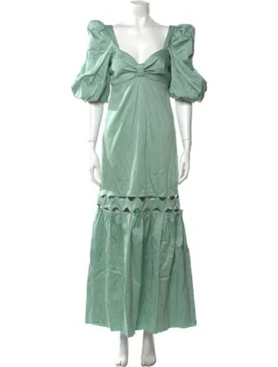 Pre-owned Adriana Degreas Square Neckline Long Dress In Green