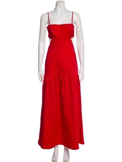 Pre-owned Adriana Degreas Square Neckline Long Dress In Red