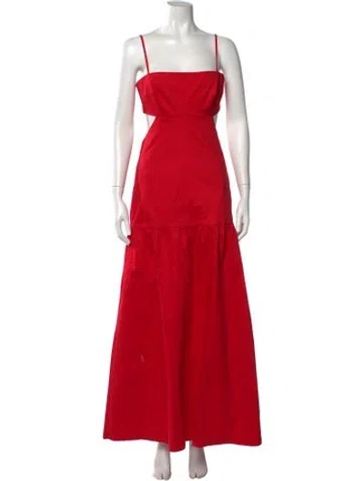 Pre-owned Adriana Degreas Square Neckline Long Dress In Red
