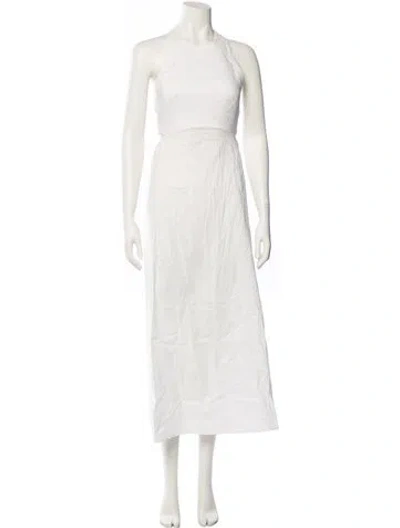 Pre-owned Adriana Degreas Square Neckline Long Dress In White