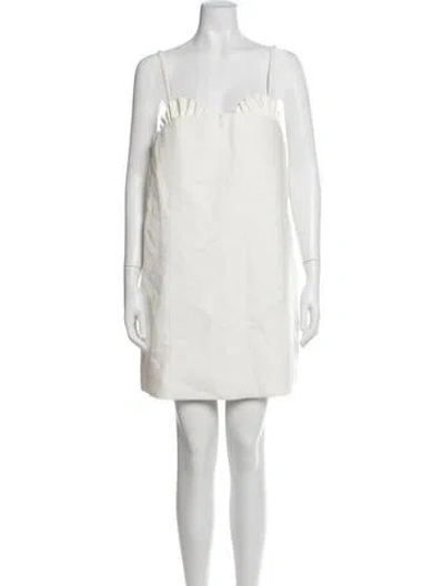 Pre-owned Adriana Degreas Square Neckline Mini Dress In White