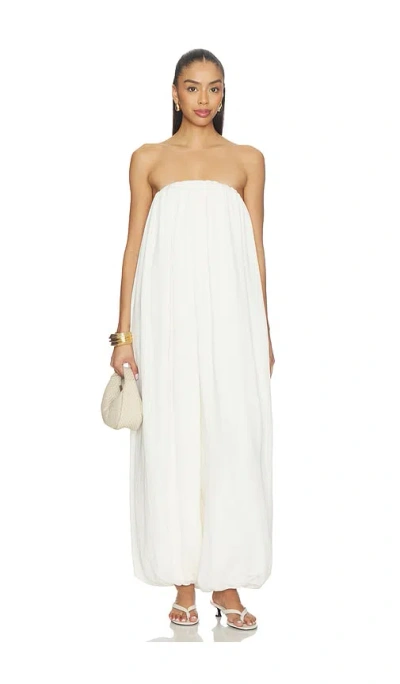 Adriana Degreas Strapless Bubble Jumpsuit In White