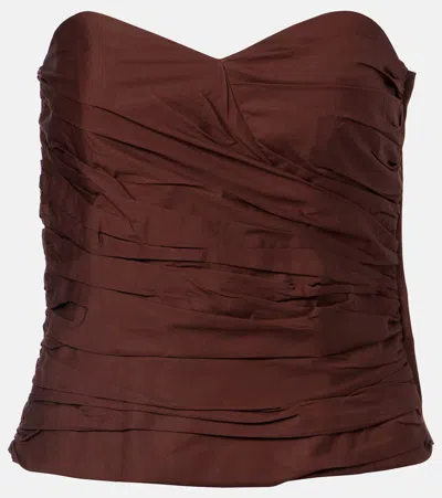 Adriana Degreas Strapless Cotton Top In Brown
