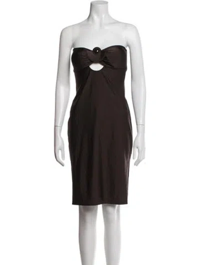 Pre-owned Adriana Degreas Strapless Knee-length Dress In Brown