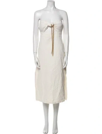 Pre-owned Adriana Degreas Strapless Knee-length Dress In Neutral
