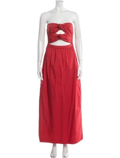 Pre-owned Adriana Degreas Strapless Long Dress In Red