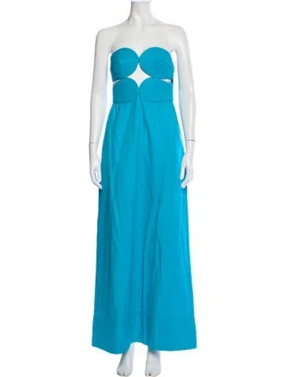 Pre-owned Adriana Degreas Strapless Long Dress W/ Tags In Blue