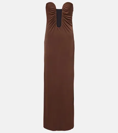 Adriana Degreas Strapless Maxi Dress In Brown
