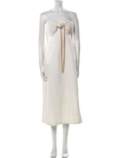 Pre-owned Adriana Degreas Strapless Midi Length Dress In Neutral